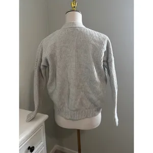 Hollister‎ Womens Light Grey Chunky Ribbed Knit Cropped Button Up Cardigan Small thumbnail 3