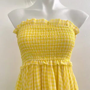 Anthropologie Yellow Gingham Dress Medium Low Coquette Cottagecore Boho Ruffle thumbnail 10