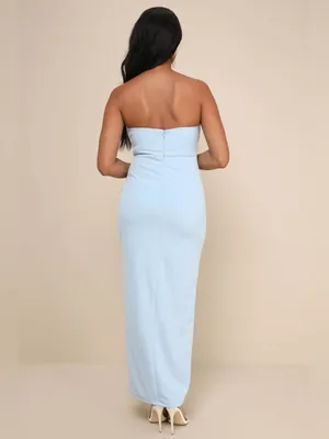 LULU’S After Hours Light Blue Strapless Ruffled Maxi Dress thumbnail 5