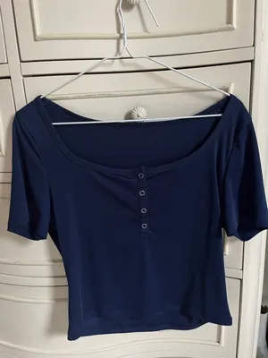 Amazon Blue Crop Top with Snaps thumbnail 1