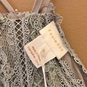 Foxiedox Anthropologie Ocala Lace Halter Cocktail Dress‎ Dusty Blue XS thumbnail 7