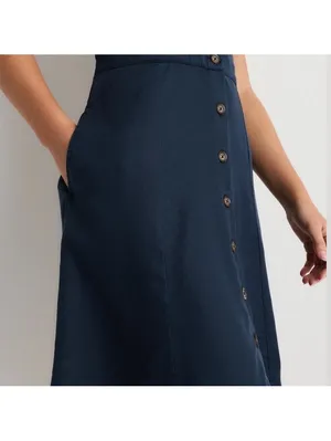 NWT Quince Vintage Wash Tencel Button Front Dress in Midnight Blue Women’s Small thumbnail 15