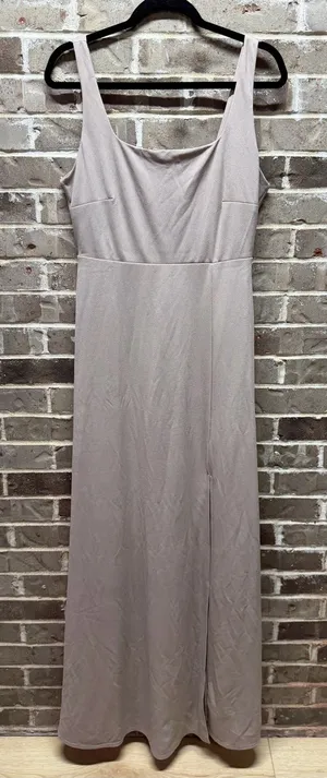 Birdy Grey Alex Sleeveless Maxi Dress Gown Light Beige / Tan / Nude Slit Large thumbnail 1