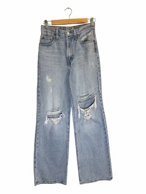 Levi's Ribcage Light Wash Distressed Wide-Leg Jeans Size 24 thumbnail 2