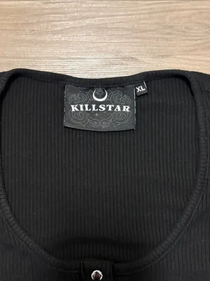 KILLSTAR Bethel Crop Top XL Black D Ring Gothic Ribbed Long Sleeve thumbnail 5