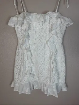 Majorelle Mara Mini Eyelet Lace Dress in White size XS $198 Bride Bridal thumbnail 6