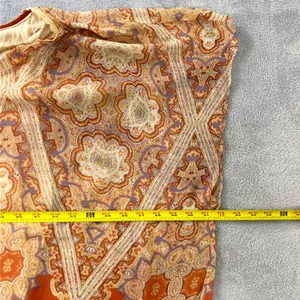 Maeve Anthropologie Nalina 100% Silk Blouse Large Orange Paisley Boho Kimono Top thumbnail 10