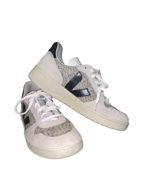 Veja Women's Sneakers Snow/ Black Size 8 Flannel Fabric Low Top Lace Up Shoe thumbnail 5