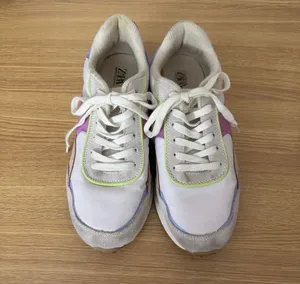 Zara Color Block Athletic Sneakers Purple Blue Beige Size 39 (8) Workout Relax thumbnail 3