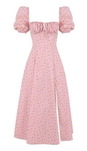 House Of CB TALLULAH PINK FLORAL PUFF SLEEVE MIDI DRESS thumbnail 5