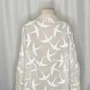 Anthropologie LILKA Shorebird Embroidered Bird Swim Cover-Up Jacket Medium Large thumbnail 9