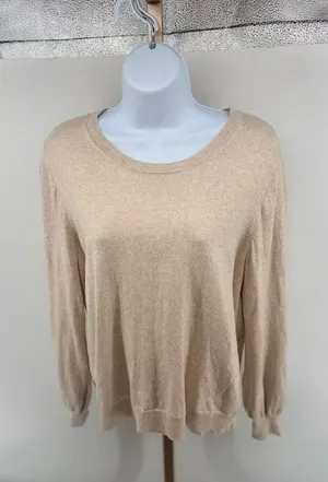 J.Crew Factory With Cashmere Crewneck Sweater Medium Oatmea thumbnail 1