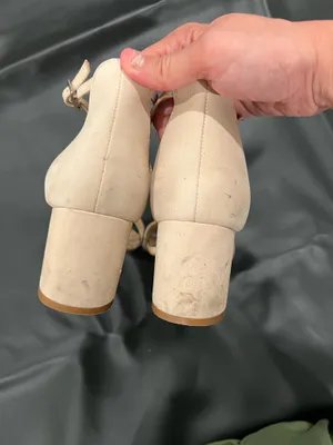 Aldo cream & tan heels with rhinestone strap #glamour #party thumbnail 4