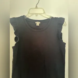 J.Crew Factory Black Ruffle Flutter Sleeve Top Black Size XS Style G7284 thumbnail 7
