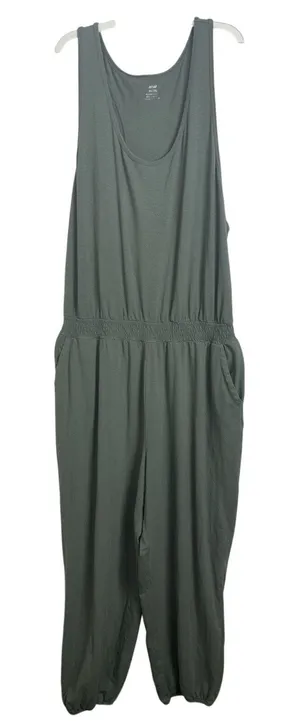 Aerie Green Soft Track Racerback Tank Jumpsuit XXL Stretch Comfy Pockets thumbnail 1
