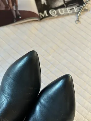Steve Madden NIX black leather pointed toe retro block heel ankle boots 8.5 thumbnail 5