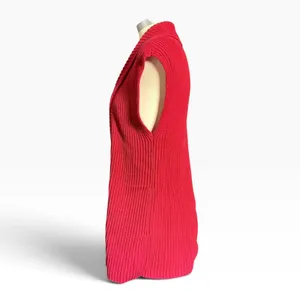 Chico's Size 0 - US 4/Small Red Sleeveless Open Front Long Cardigan Vest Cotton thumbnail 3