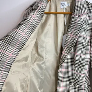 Princess Polly Classic Victoria Blazer Jacket plaid Black Pink Tan oversized 2 thumbnail 8