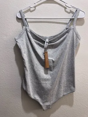 SKIMS NWT Cotton Jersey Scoop Neck Bodysuit in Light Heather Grey‎ Size XL thumbnail 4