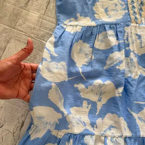She+Sky Grace Blue Floral Tiered Crochet Trim Boho Prairie Sundress Midi Sz M thumbnail 5