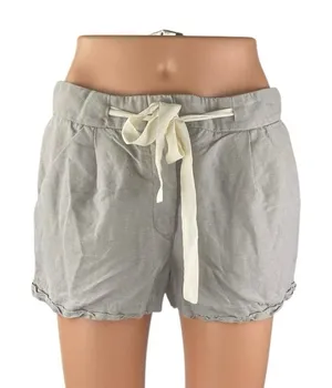 Aritzia Wilfred Gray Linen Drawstring Pleated Mid Rise Casual Sweat Shorts Sz 4 thumbnail 1