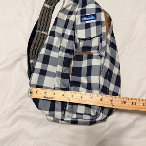 KAVU Rope Bag Sling Backpack Navy White Buffalo Plaid Check‎ Canvas Hiking thumbnail 14