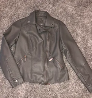 Gray Leather Jacket Size XS thumbnail 2