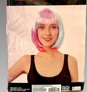 🎃 NWT Multi Colored Bob‎ Wig Halloween Costume Cosplay One Size thumbnail 1
