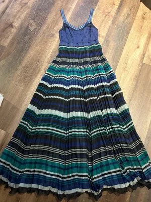 Free People Blue and Green Striped Maxi Dress Size 6 thumbnail 2
