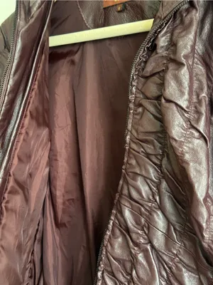 Vintage Albert Duke New York Genuine Leather Ruched Jacket Burgundy Cropped S thumbnail 12