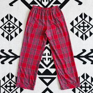 Victoria’s Secret Flannel Long PJ Set in Lipstick Bold Lurex Plaid Small thumbnail 13