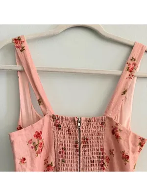 Reformation Bailia Linen Dress in Tea Time Pink thumbnail 8