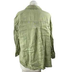 Zara Women's Green Long Sleeve Relaxed Fit Pocket Button Down Shirt Top Size M thumbnail 2