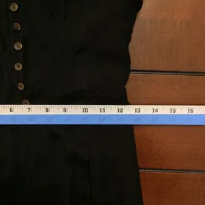 Maeve Anthropologie black wide leg button front lace up jumpsuit size 6 thumbnail 2