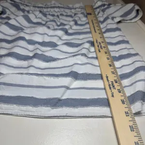 Juicy Couture Striped Off Shoulder Top Blue White‎ Fringe Cotton Blouse Small thumbnail 6
