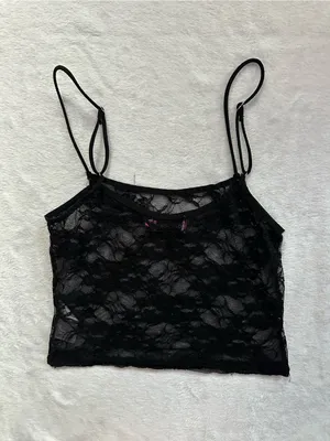 Edikted Gianna Sheer Lace Tank Top Black Size Small Floral Spaghetti Strap thumbnail 10