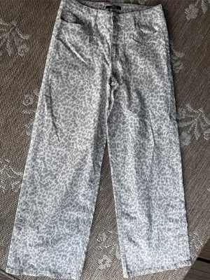 Womens Gray Leopard Print Chinos - Casual Straight Fit thumbnail 1