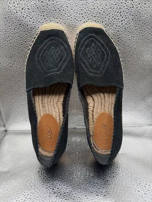 UGG Heidi Perf Black Perforated Espadrille Slip-On Flats thumbnail 3