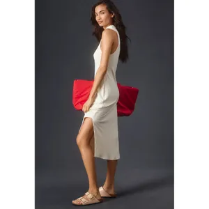 Anthropologie BEYOND YOGA Well Traveled Midi‎ Dress Solid Ivory Ribbed Medium thumbnail 5