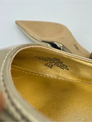 Marc Fisher Dorie Pointed Gold Patent Leather Slingback Pumps Size 9 glam glitz thumbnail 5