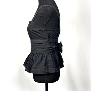 Mare Mare x Anthropologie Black Peplum Cami Top Womens XS Wrap Waist‎ Faded Y2K thumbnail 5