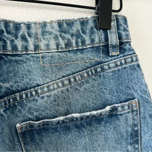 ZARA Size 4 High Rise Ripped Straight Denim Blue Jeans Distressed 100% Cotton thumbnail 8