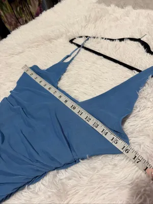 Oh Polly Mesh Bodycon Rhinestone Mini Dress in Blue Size 6 thumbnail 3