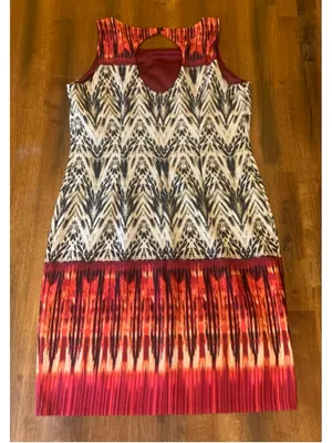 Cato Dress Large Cream, Black, Maroon Sleeveless Above Knee thumbnail 6