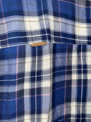L.O.G.G. H&M Label of Graded Goods Blue Plaid Flannel Shirt with Elbow Patches thumbnail 13