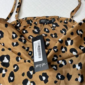 Nasty Gal Leopard Print Cowl Neck Cami Tank Top Women’s XL‎ thumbnail 3