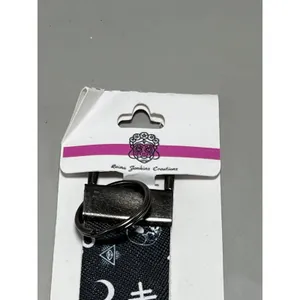 Reina Jenkins Creations Black Wristlet Key Fob Keychain Moon Star Goth Occult thumbnail 2