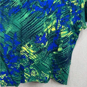 KENAR Blue Green Silk Blend Daphne Knit Top Sz XL Multicolor Print Short Sleeve thumbnail 5