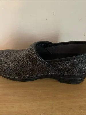 Dansko Professional Women's Black Geometric Leather Slip-On Clogs EU size 38 thumbnail 7