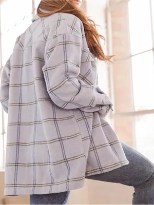 NWT Lulus Women’s Keep It Cool Blue Plaid Long Sleeve Shacket Jacket Size Small thumbnail 3